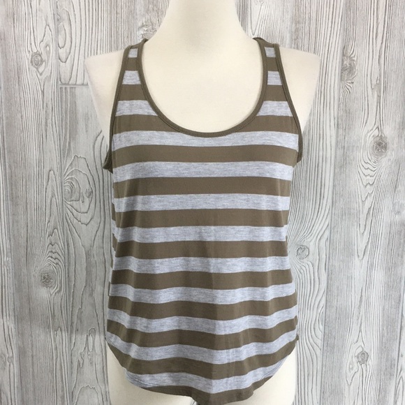 Cotton On Striped Tank Top Large Brown & Gray - Picture 1 of 8
